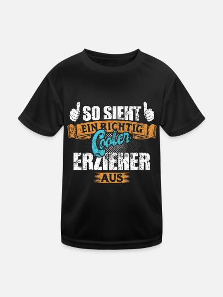 So sieht ein richtig cooler Erzieher aus - Kinder Funktions-T-Shirt - Schwarz - Vorne