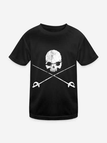 Pirate Sabre Skull - Métal - Rocker - Motard - T-shirt sport Enfant - noir - Devant