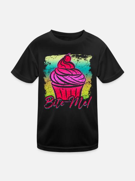 Cupcake - Kinder Funktions-T-Shirt - Schwarz - Vorne