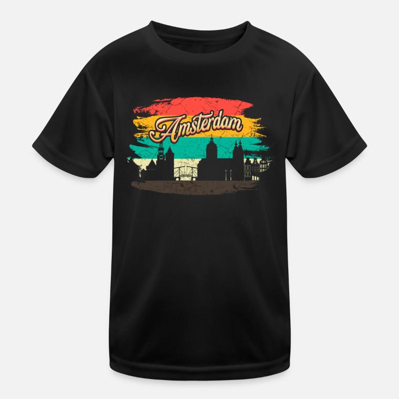 Amsterdam - Kinder Funktions-T-Shirt - Schwarz
