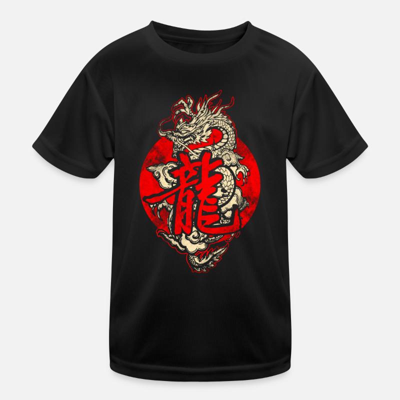 Drache mit chinesischen Schriftzeichen Kinder Funktions-T-Shirt