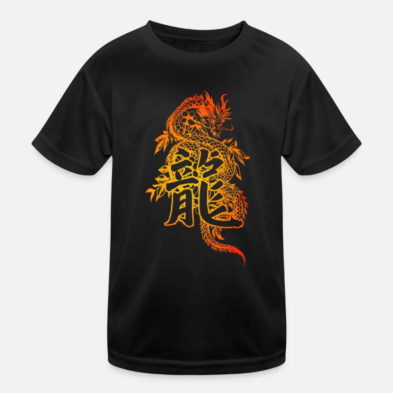 Drache mit chinesischen Schriftzeichen Kinder Funktions-T-Shirt