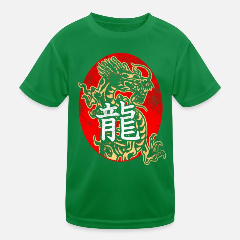 Drache mit chinesischen Schriftzeichen Kinder Funktions-T-Shirt