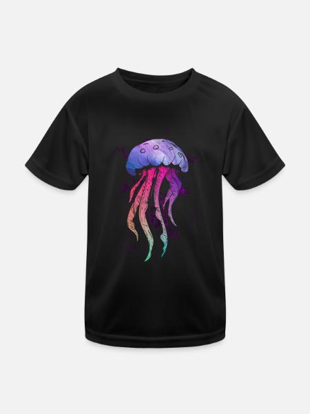 Bunte Qualle - Kinder Funktions-T-Shirt - Schwarz - Vorne