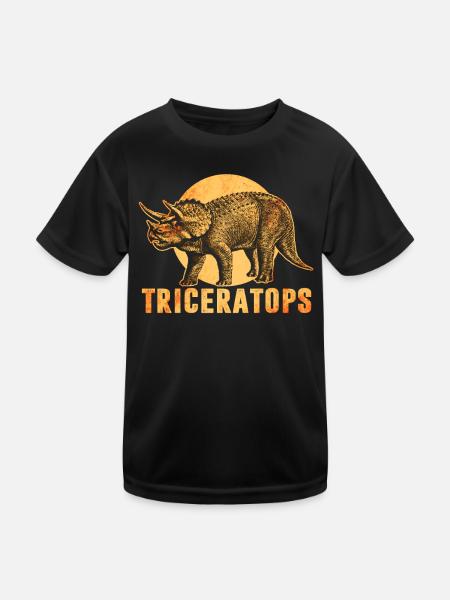 Triceratops Dinosaurier - Kinder Funktions-T-Shirt - Schwarz - Vorne