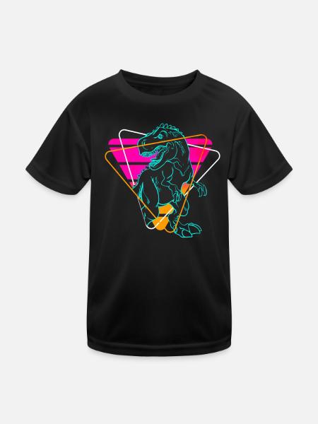Vaporwave T-Rex Tyrannosaurus Dinosaures - T-shirt sport Enfant - noir - Devant