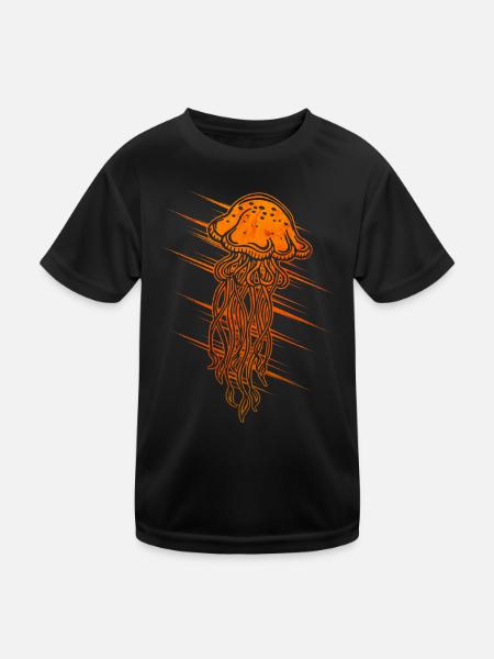 Qualle - Kinder Funktions-T-Shirt - Schwarz - Vorne