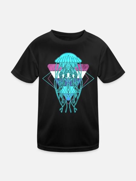Bunte Qualle - Kinder Funktions-T-Shirt - Schwarz - Vorne