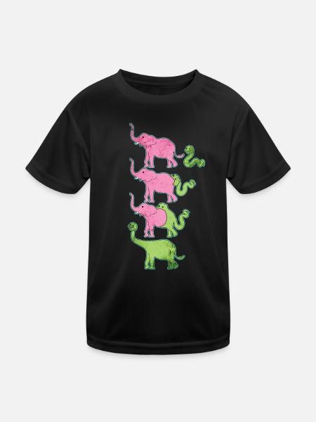 Lustige Entstehung der Dinosaurier - Kinder Funktions-T-Shirt - Schwarz - Vorne