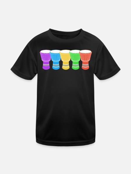Djembe Player Drummer Music Drum Musician - Kids Functional T-Shirt - black - Front