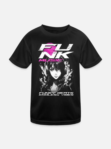 Funk Musik - Kinder Funktions-T-Shirt - Schwarz - Vorne