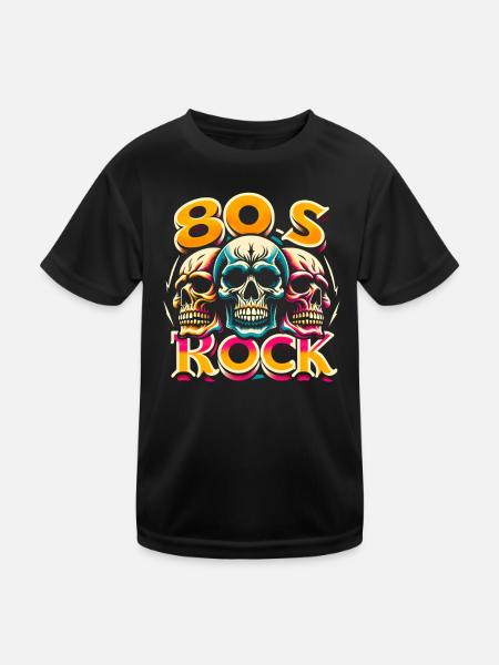 80er Rock Musik - Kinder Funktions-T-Shirt - Schwarz - Vorne