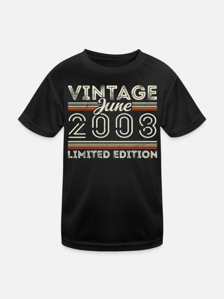 Juni 2008 Juni Geburtstagsgeschenk Juni 2008 - Kinder Funktions-T-Shirt - Schwarz - Vorne