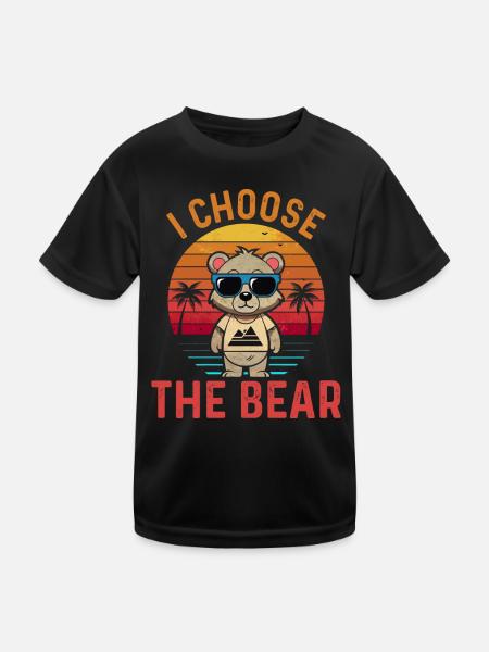 I choose the Bear funny Beach Bear - Kinder Funktions-T-Shirt - Schwarz - Vorne
