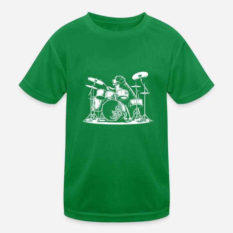 Beat-Keeper - Bernarsennenhund on drums Kids Functional T-Shirt