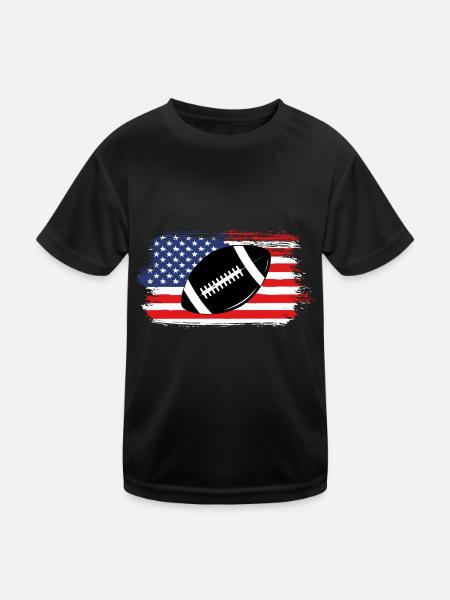 American Football USA Flagge US Football - Kinder Funktions-T-Shirt - Schwarz - Vorne
