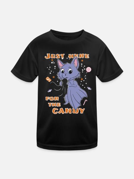 Fledermaus Halloween Lustig - Kinder Funktions-T-Shirt - Schwarz - Vorne