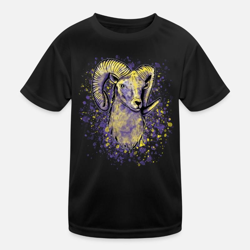 Bunter Widder Sternzeichen - Kinder Funktions-T-Shirt - Schwarz