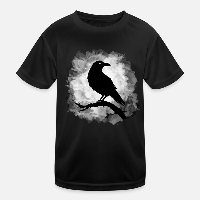 Rabe Krähe Mondschein Düster Kinder Funktions-T-Shirt