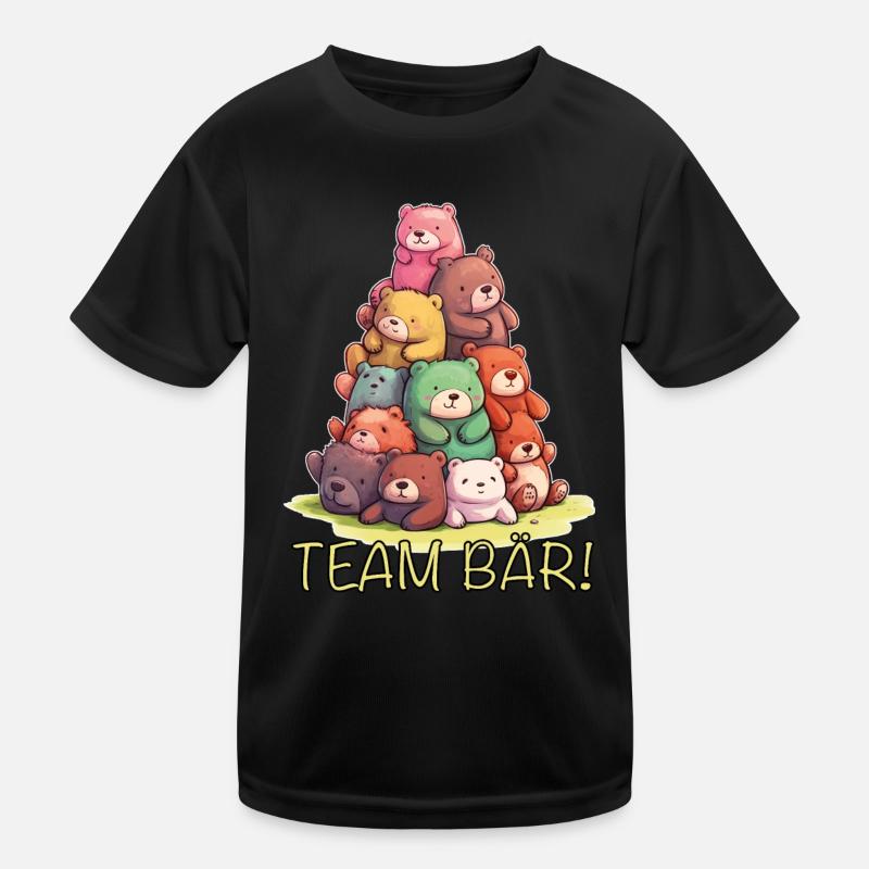 Team Bär Teddybär - Kinder Funktions-T-Shirt - Schwarz