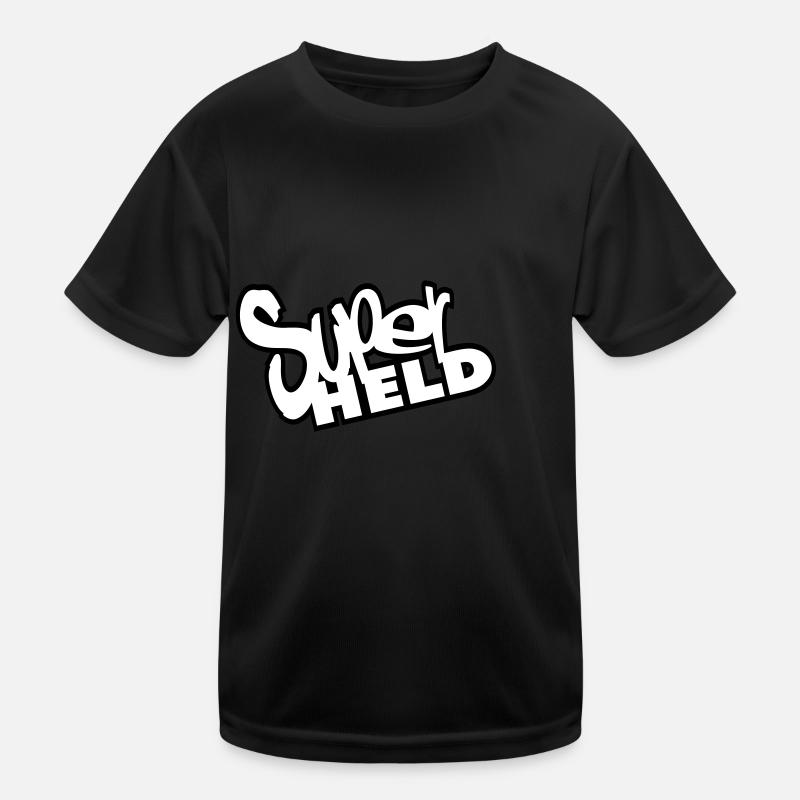superheld - Kinder Funktions-T-Shirt - Schwarz