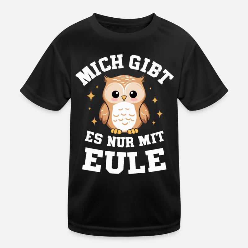 Nachteule Eule Eulen Vogel - Kinder Funktions-T-Shirt - Schwarz