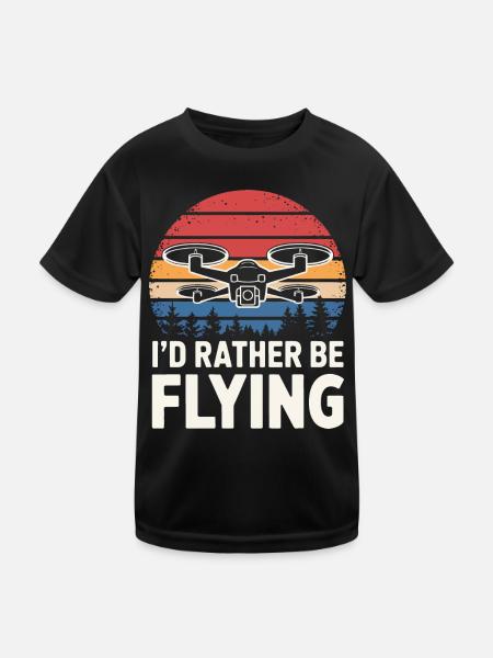 Dronen Pilot Quadrocopter Drone - Kinder Funktions-T-Shirt - Schwarz - Vorne