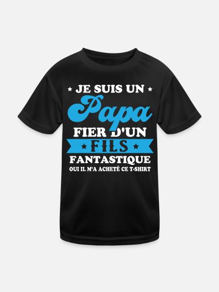 Je suis un papa fier d'un fils, Cadeau papa - T-shirt sport Enfant - noir - Devant