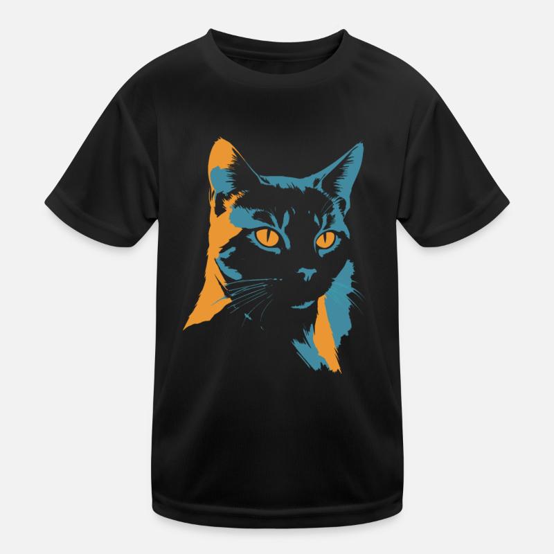 Explosion de couleurs : tête de chat en orange et bleu T-shirt sport Enfant