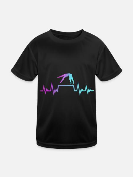 gymnastique, gymnaste - pouls battement de cœur; Gymnastique - T-shirt sport Enfant - noir - Devant