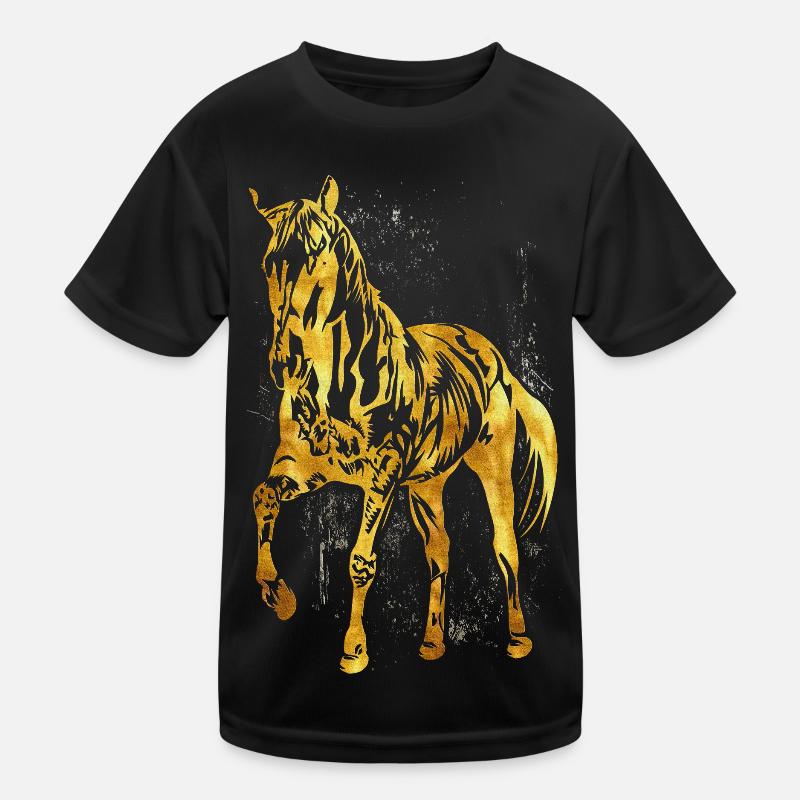 Équitation - cavalier - école d'équitation - cheval en or T-shirt sport Enfant