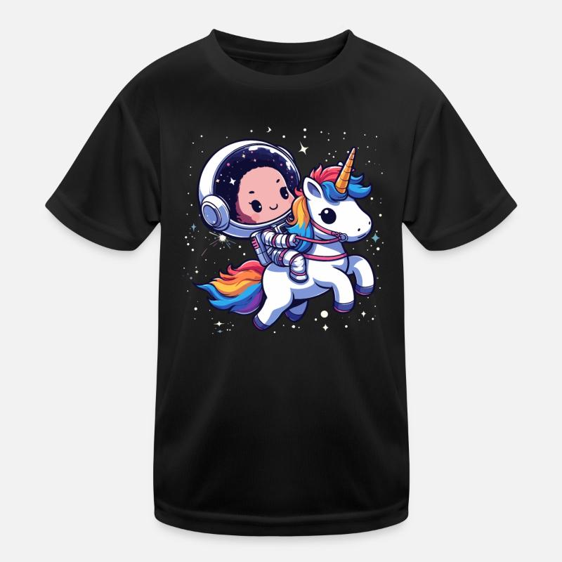 Chibi Astronaut und Einhorn Kinder Funktions-T-Shirt