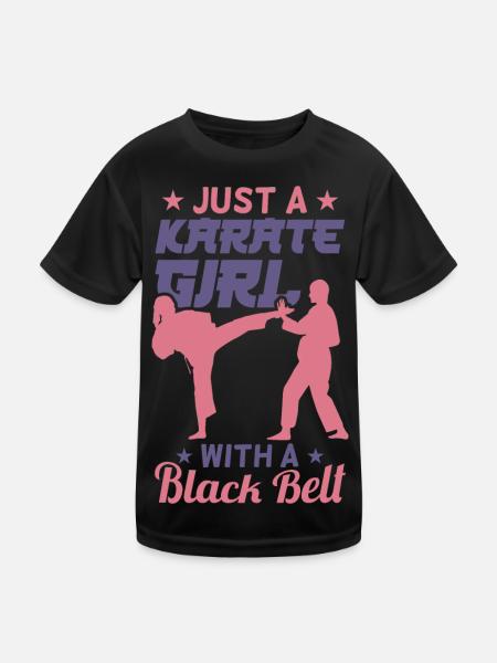 Karate Mädchen - Kinder Funktions-T-Shirt - Schwarz