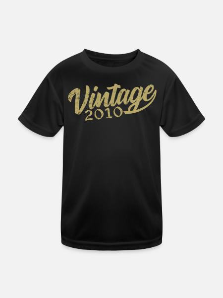 2010 Jahrgang 2010 Retro 2010 Geburtstagsgeschenk - Kinder Funktions-T-Shirt - Schwarz - Vorne