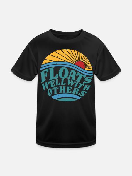 Summer River Floats Well With Others Float Trip - Kids Functional T-Shirt - black - Front