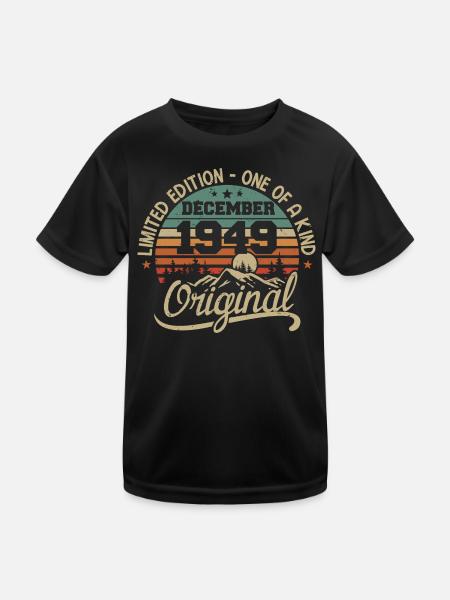 Originalgeschenk zum 76. Jubiläum, Dezember 1949 - Kinder Funktions-T-Shirt - Schwarz