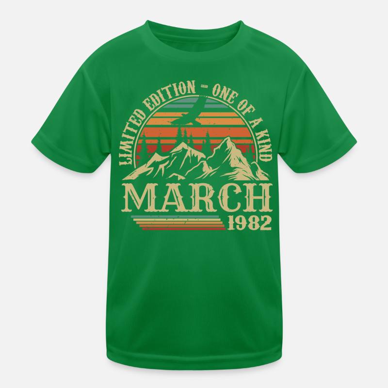 Birthday Gift March 1982, Born in March 1982 Kids Functional T-Shirt