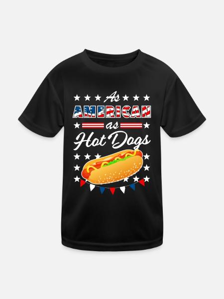 As American As Hot Dogs 4th of July USA - Kinder Funktions-T-Shirt - Schwarz - Vorne