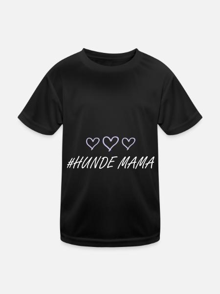Hunde Mama Herz - Kinder Funktions-T-Shirt - Schwarz - Vorne