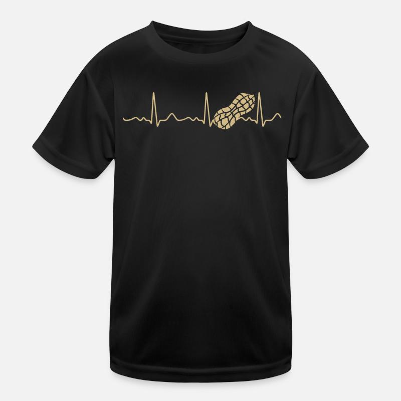 Peanut - heartbeat, pulse, heart line, ECG Kids Functional T-Shirt