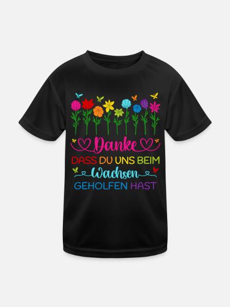 Kindergarten Danke Blumen Wachsen Abschied Kita - Kinder Funktions-T-Shirt - Schwarz