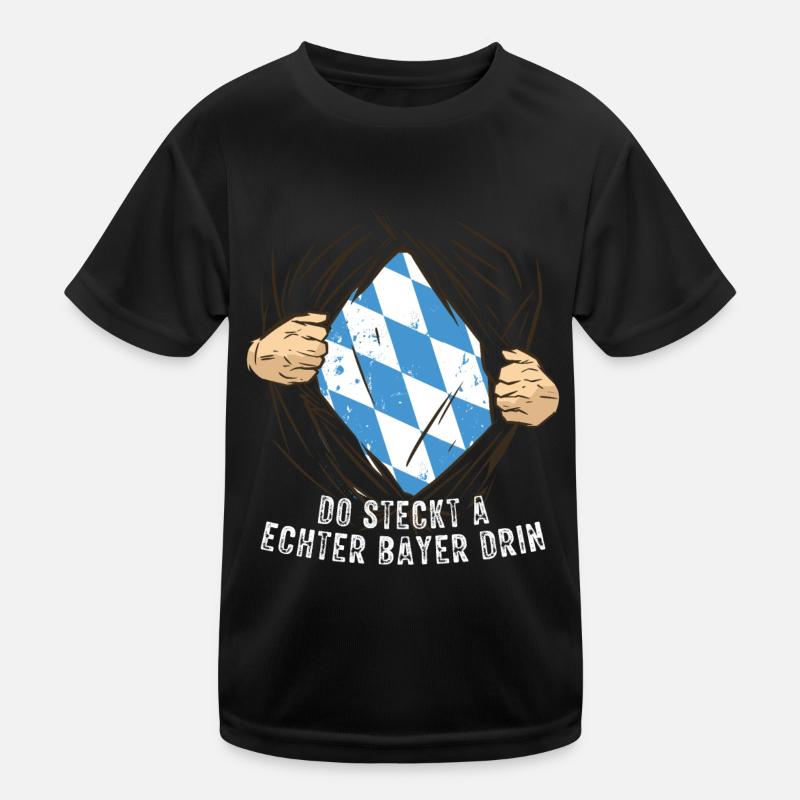 Echter Bayer - Kinder Funktions-T-Shirt - Schwarz