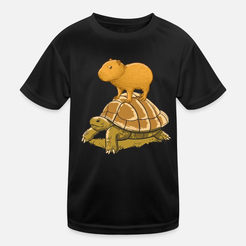Capybara auf Schildkröte Kinder Funktions-T-Shirt