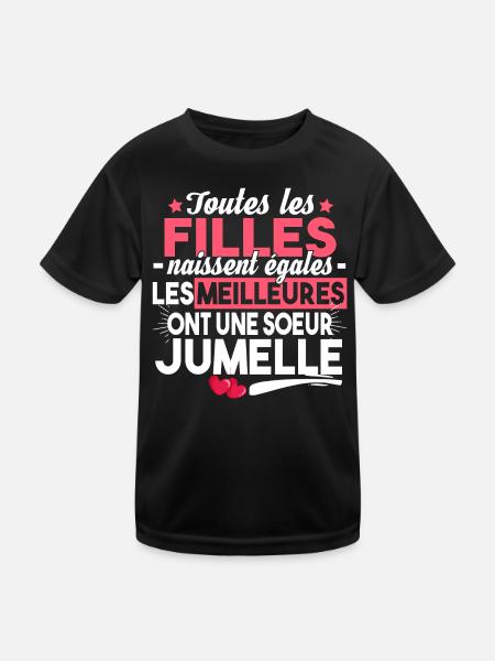 Sœurs Jumelles Licorne Famille Humour Bébé Fille - T-shirt sport Enfant - noir - Devant