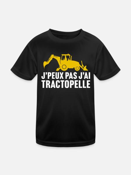 j'peux pas j'ai tractopelle t-shirt chantier - T-shirt sport Enfant - noir - Devant