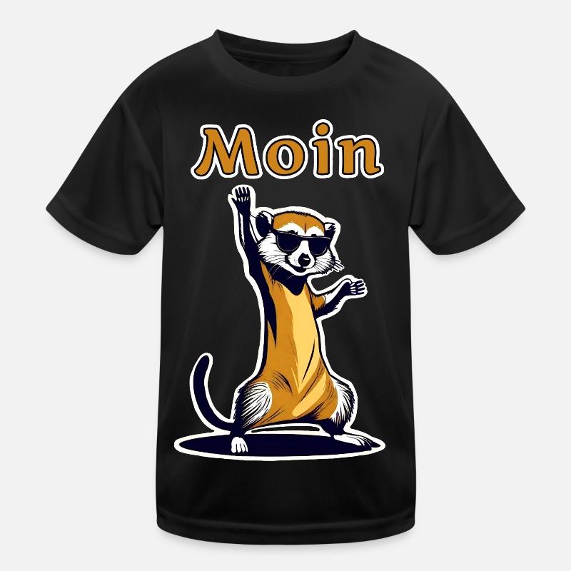 Moin Erdmännchen - Kinder Funktions-T-Shirt - Schwarz