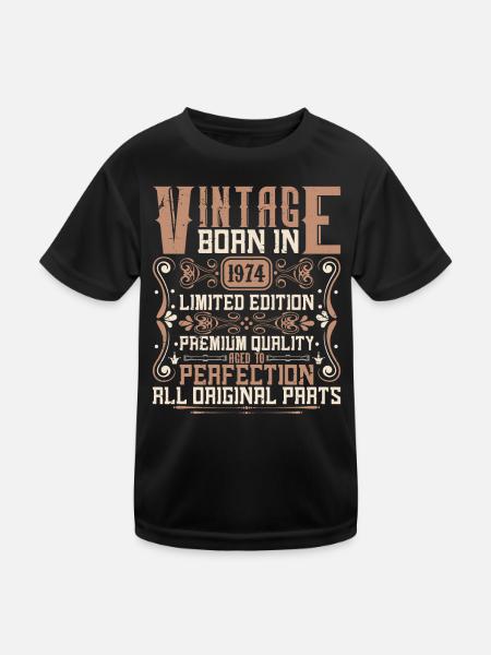 1974 Geburtstag Jahrgang 1974 Geboren Vintage 1974 - Kinder Funktions-T-Shirt - Schwarz