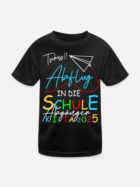 Kita Abgänger 2025 - Kinder Funktions-T-Shirt - Schwarz - Vorne