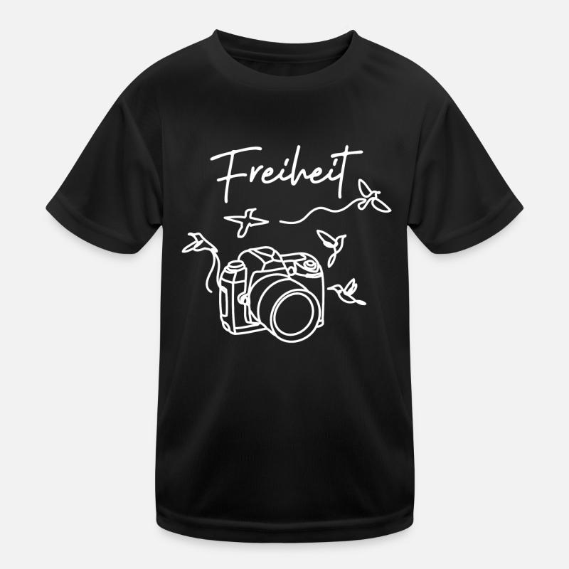 splattered Camera Freiheit Kinder Funktions-T-Shirt