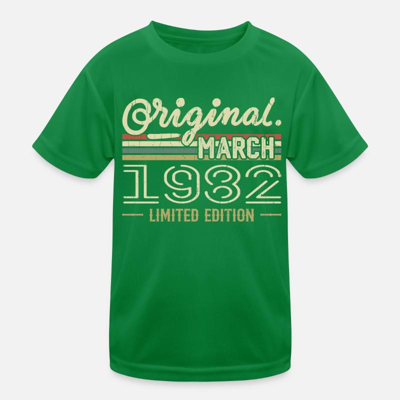 Born in March 1982 Birthday Gift March 1982 Kids Functional T-Shirt